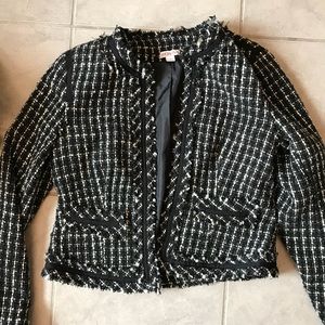 Merona black and white tweed jacket